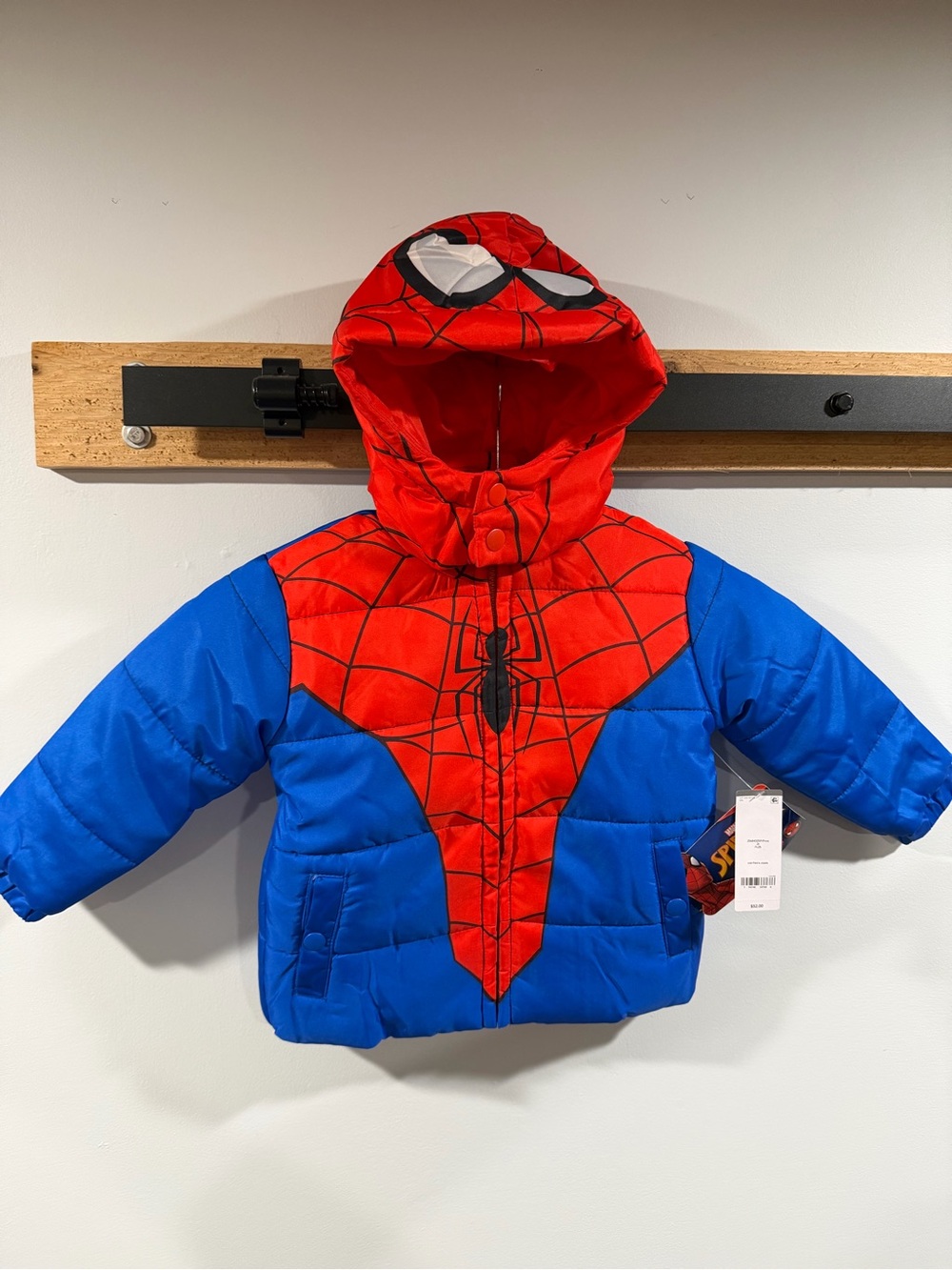 Carter's Red and Blue Spider-Man Hooded Puffer Jacket - Marvel NWT